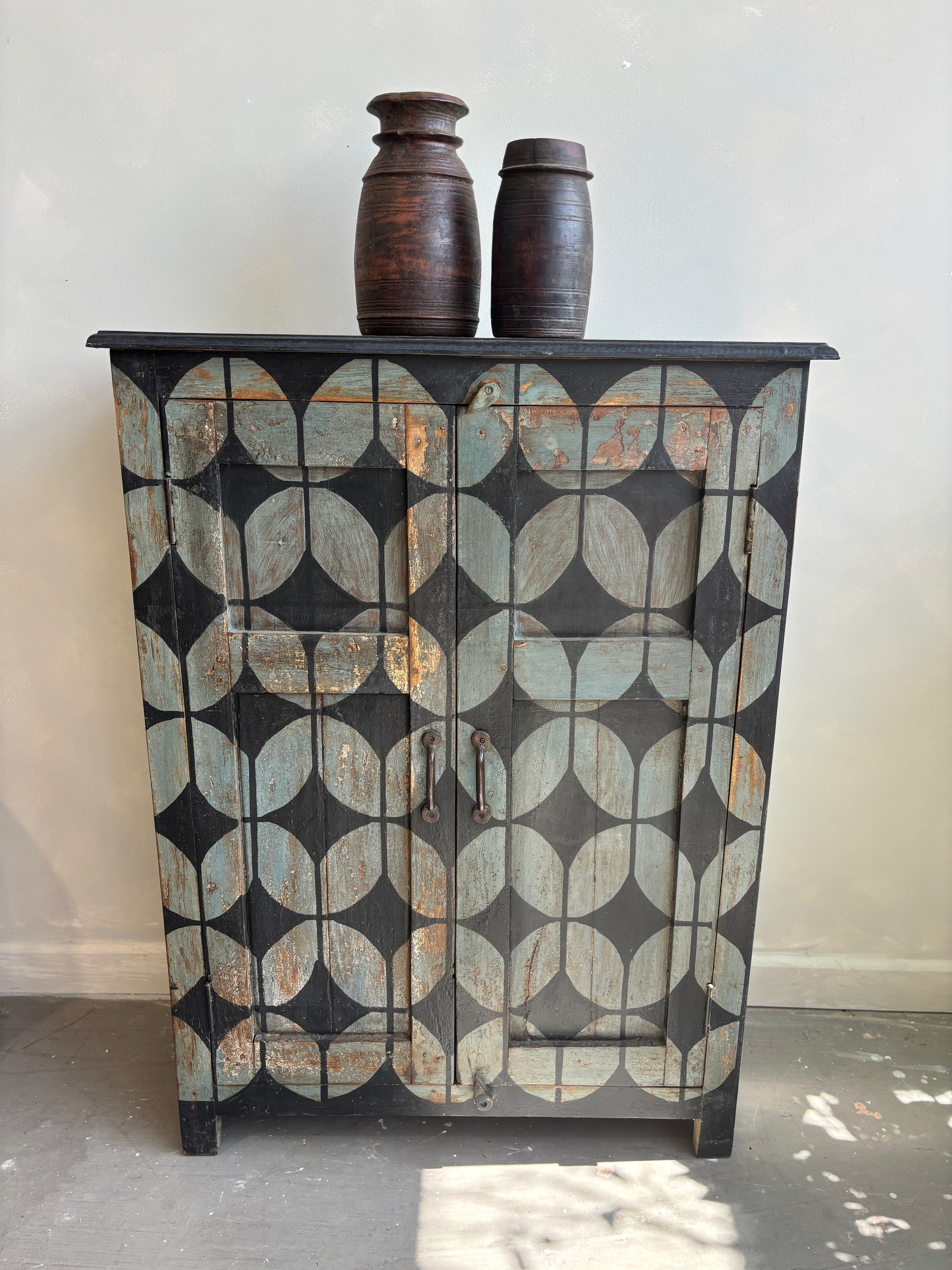 Vintage Hand Painted Patterned Cupboard