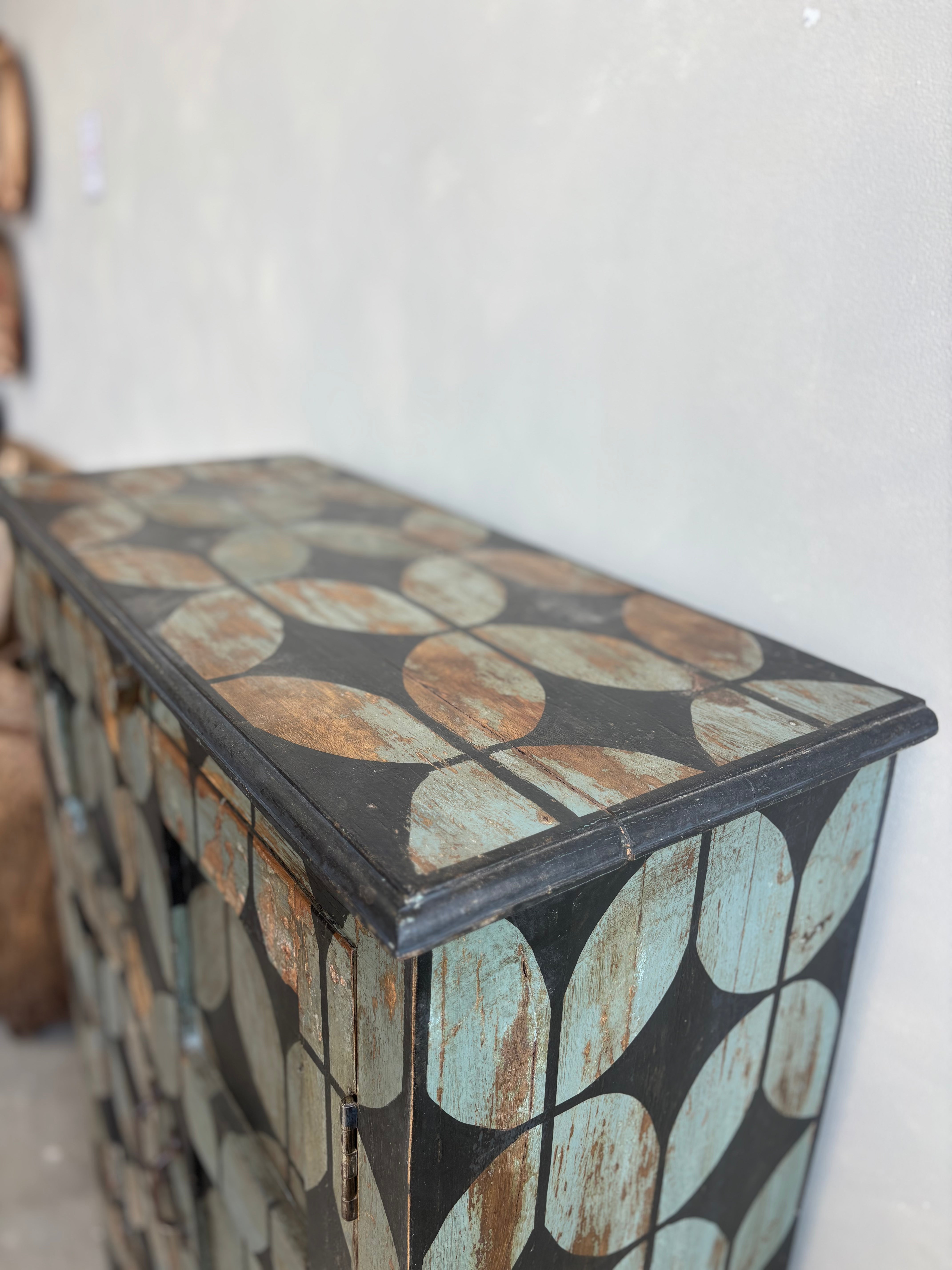 Vintage Hand Painted Patterned Cupboard