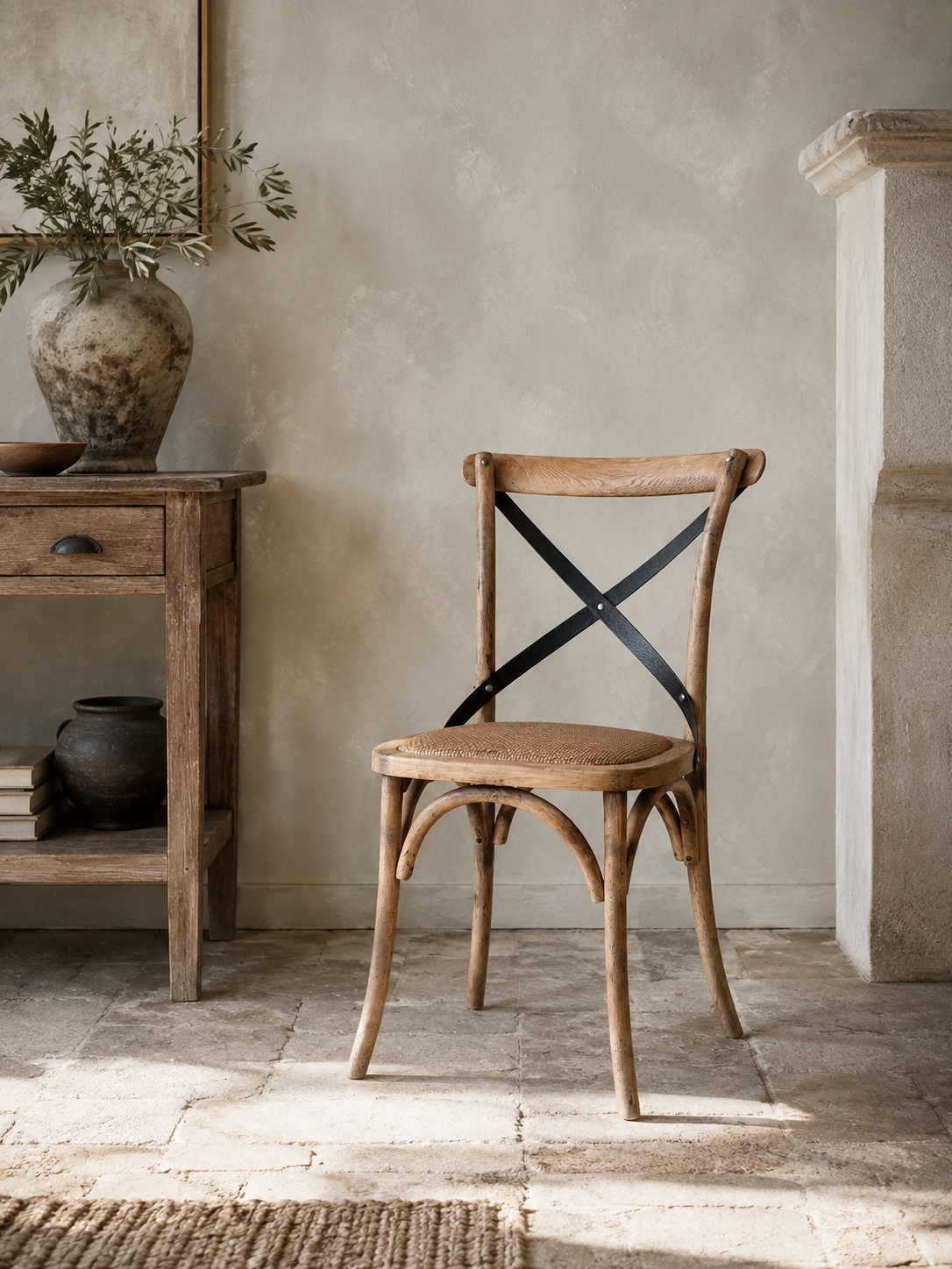 Oak Cross Back Chairs