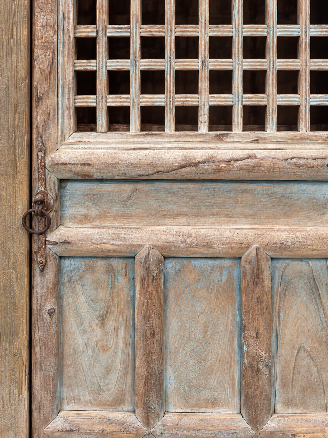 Distressed Cupboard with Original 19thC Screen Door