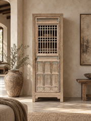 Distressed Cupboard with Original 19thC Screen Door