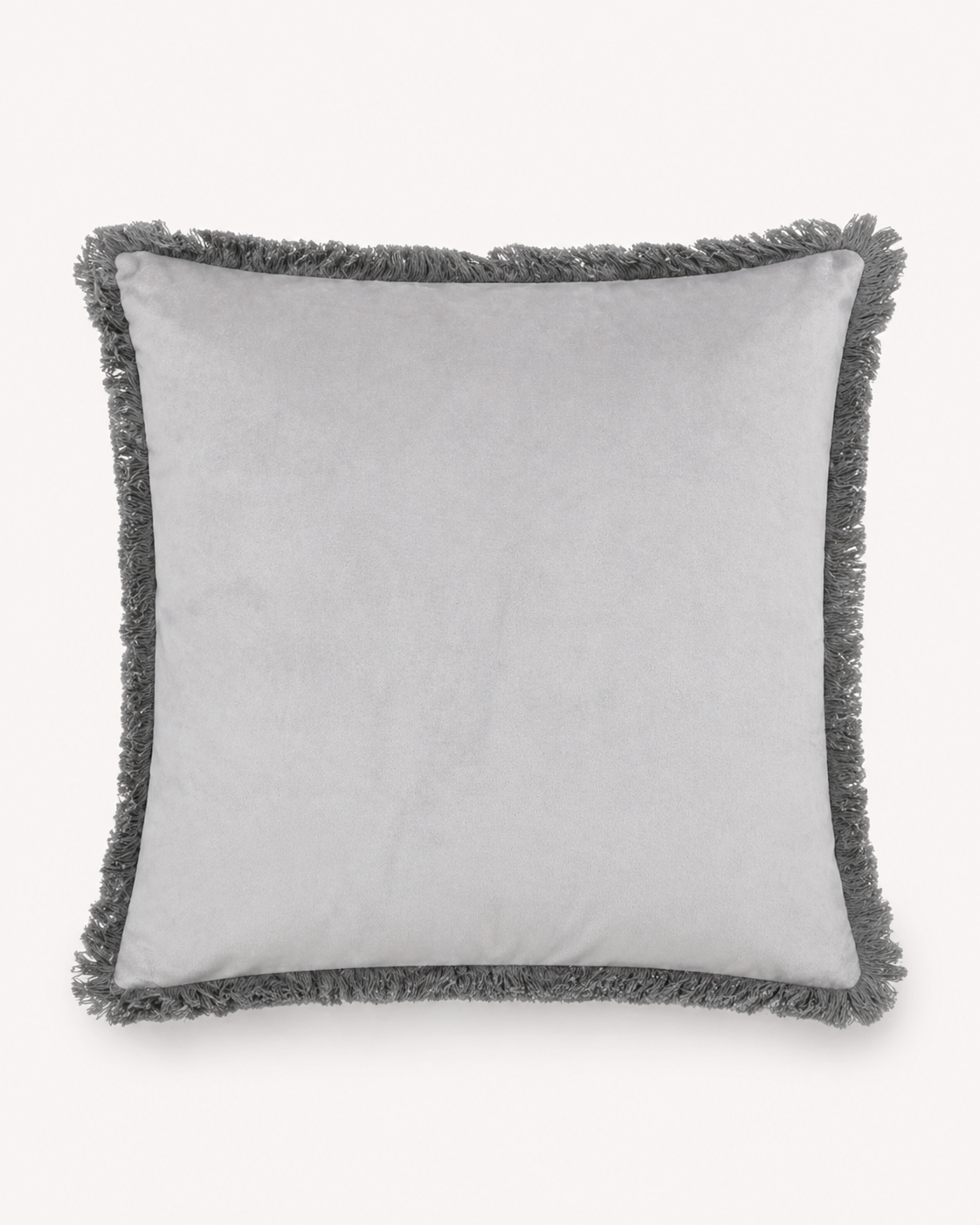 Soft Dove Grey Fringed Cushion