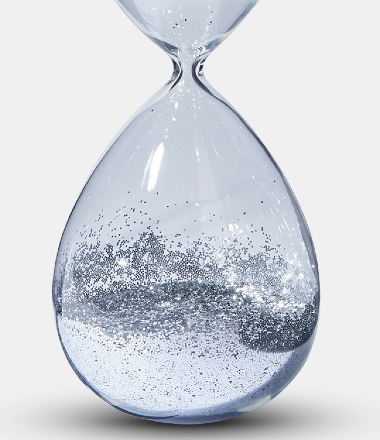 Silver Glitter 40cm Hour Glass