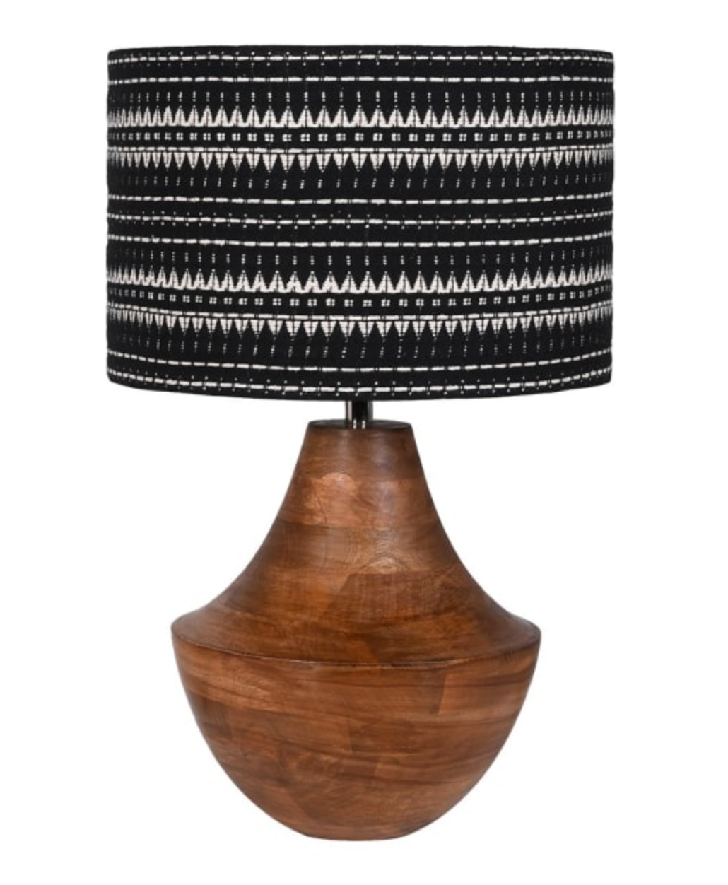 Wooden Lamp with Hand Woven Shade