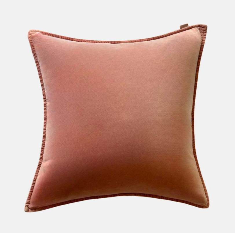 Dusky Pink Stonewashed Velvet Cushion