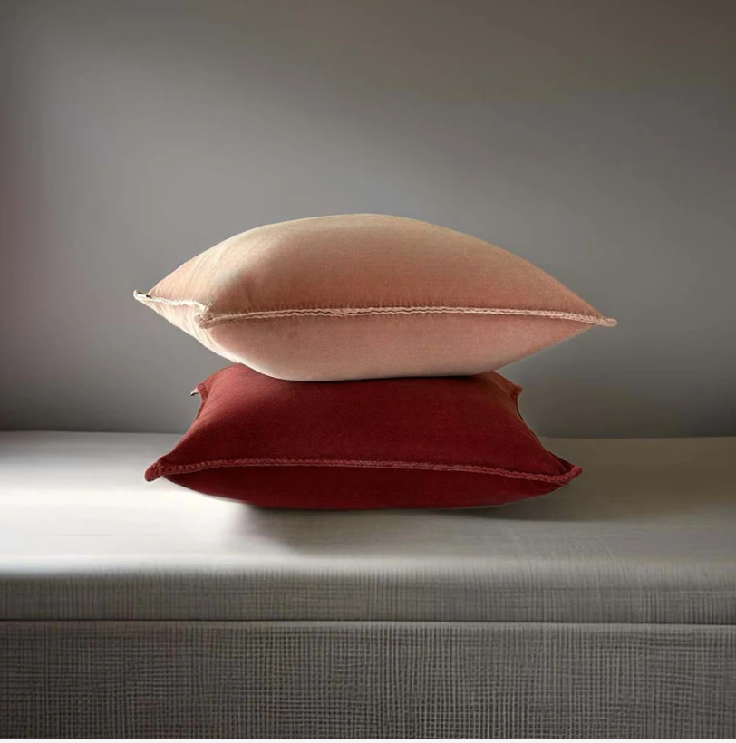 Dusky Pink Stonewashed Velvet Cushion