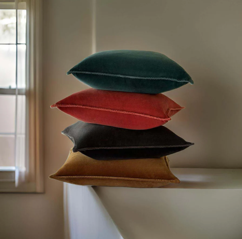 Charcoal Stonewashed Velvet Cushion