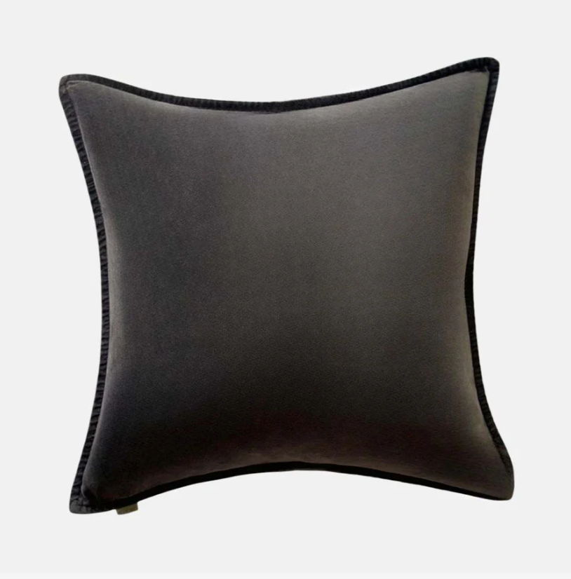 Charcoal Stonewashed Velvet Cushion