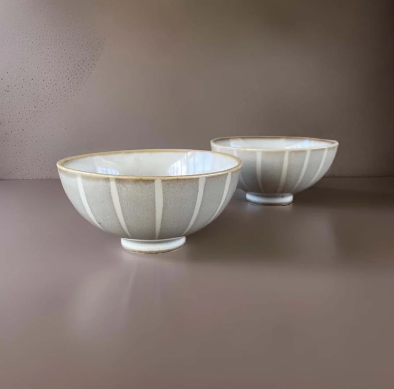 Beige & Cream Stripe Bowl
