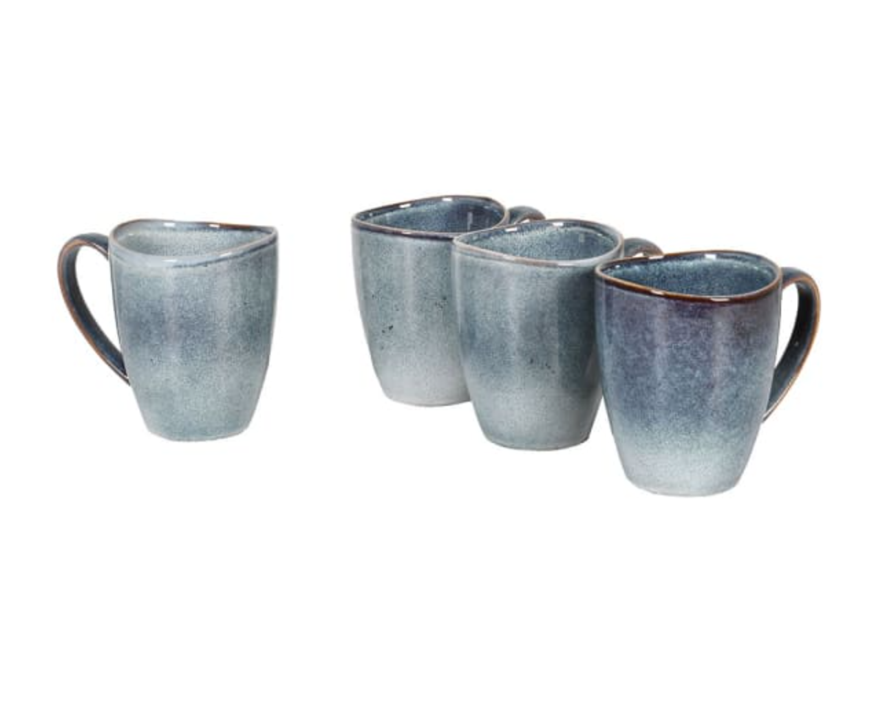Blue Stoneware Mugs Set of 4