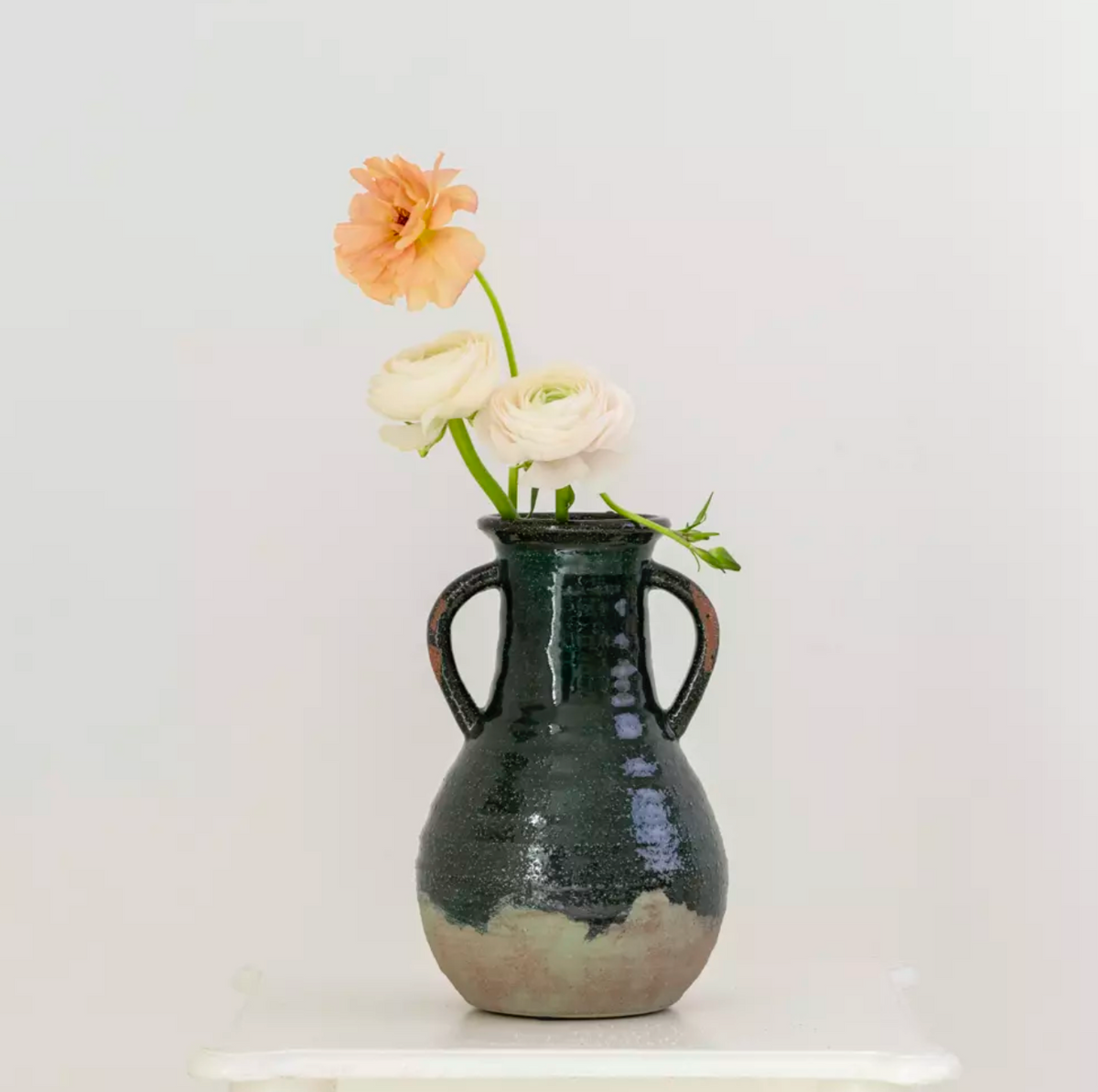 Dipped Stone Vase in Seaweed Green.