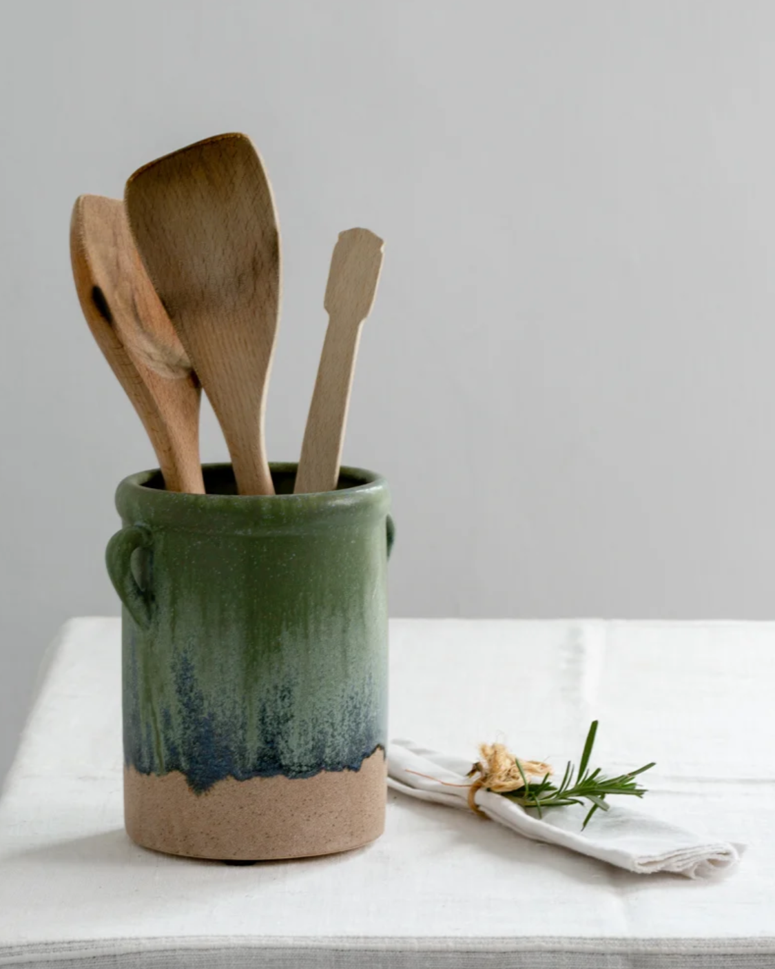 Blue/Green Dipped Jar with Handles