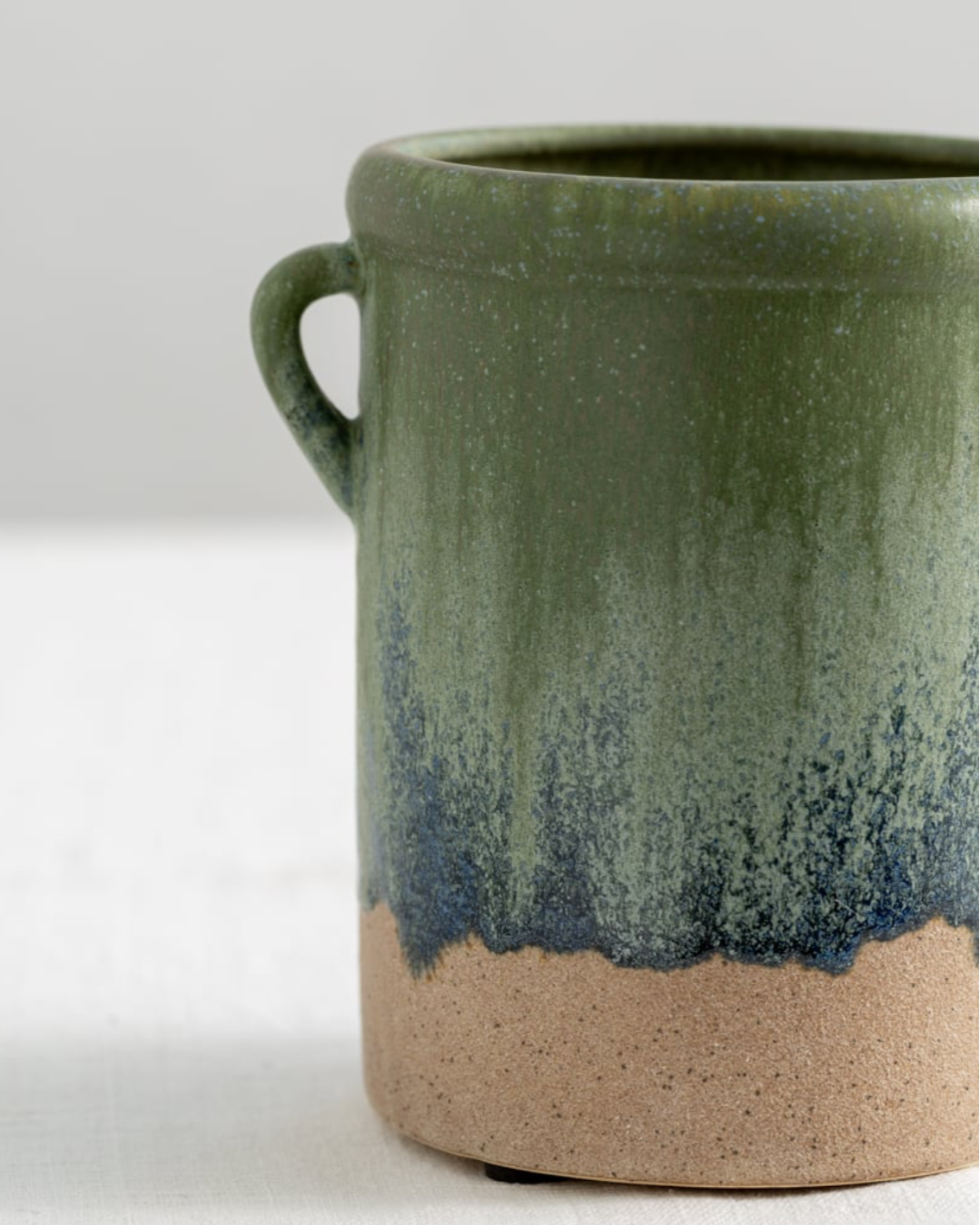 Blue/Green Dipped Jar with Handles