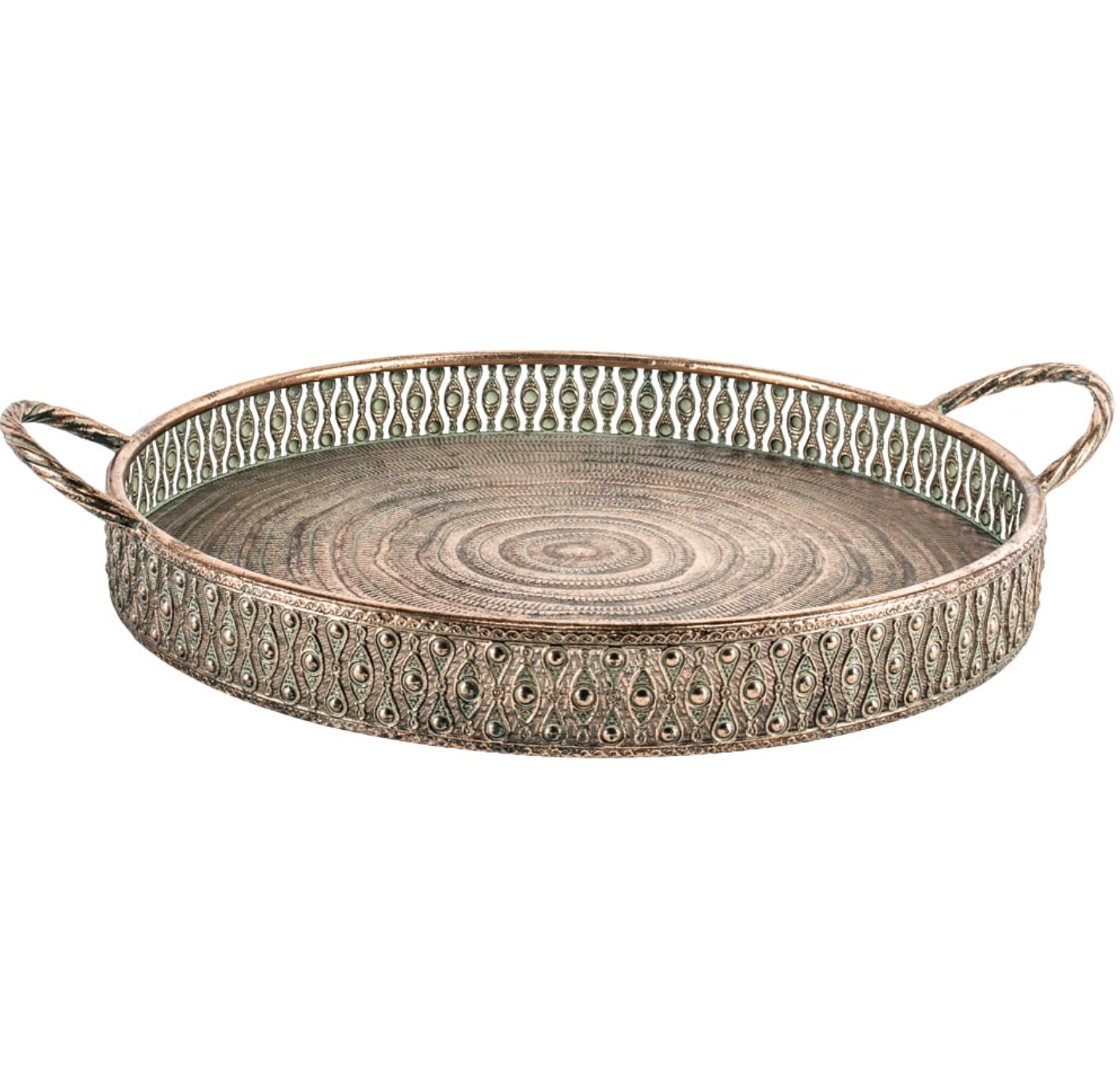 The Souk Round Tray Antiqued Gold