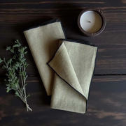 Natural Linen Olive Edge Napkin Set of 4