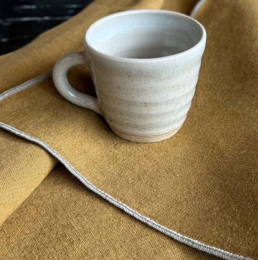 Natural Linen Tobacco Piped Napkin Set of 4