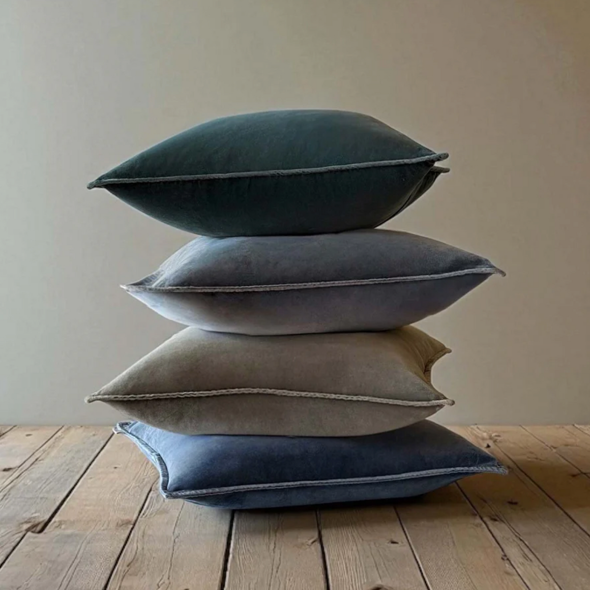 Deep Navy Stonewashed Velvet Cushion