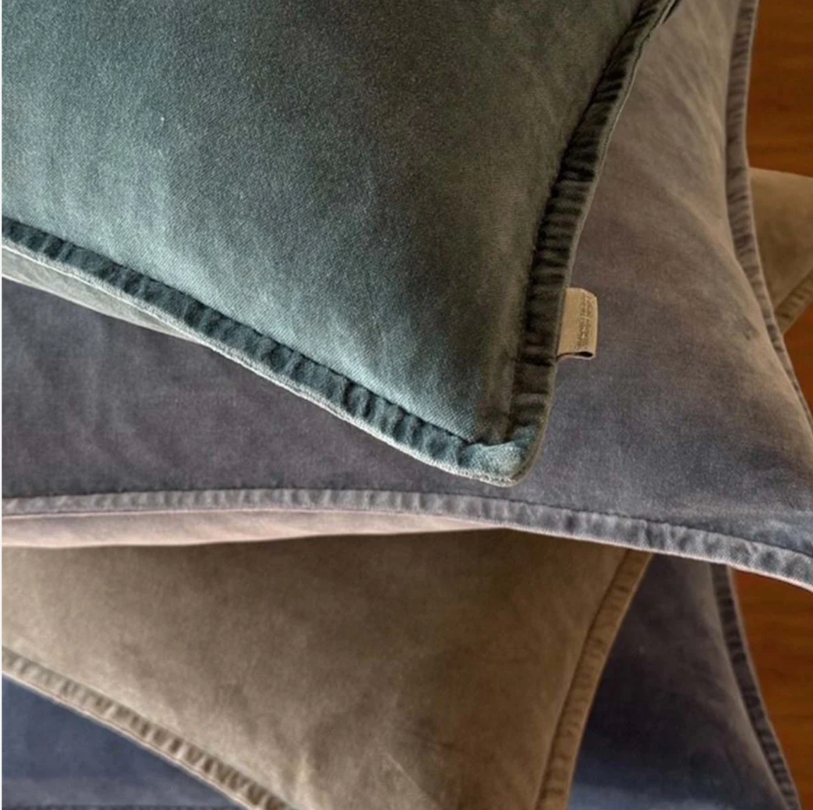Pacific Green Stonewashed Velvet Cushion
