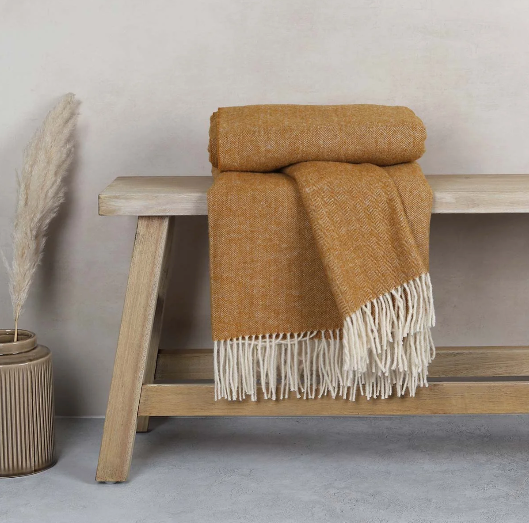 Pure Wool Throw - Ochre