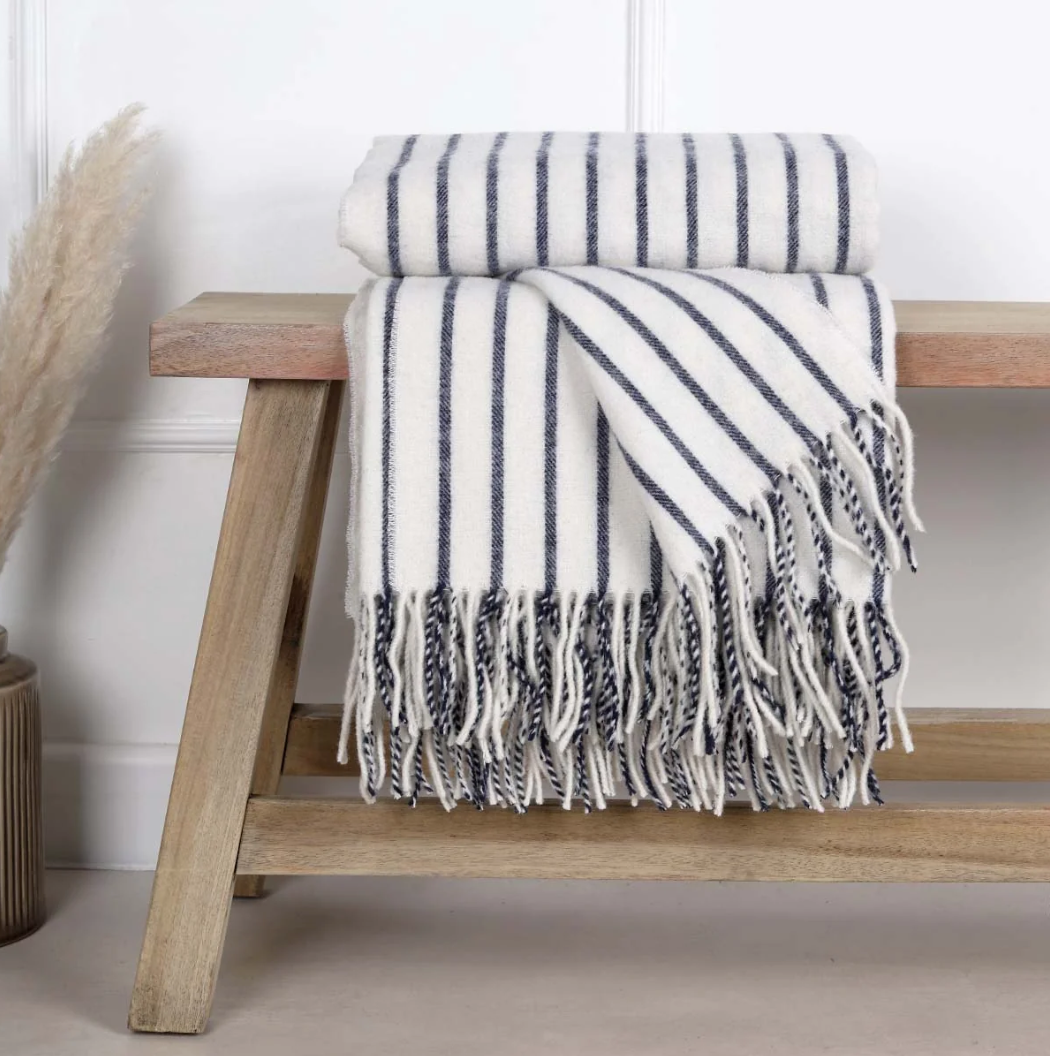 Pure Wool Throw - Blue Twill