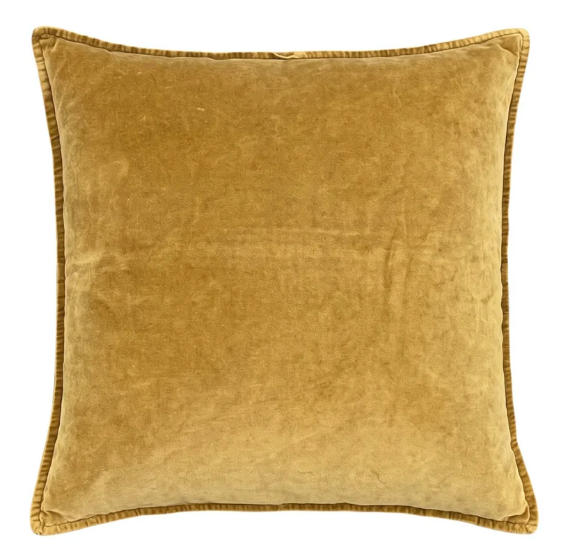 Dijon Mustard Stonewashed Velvet Cushion