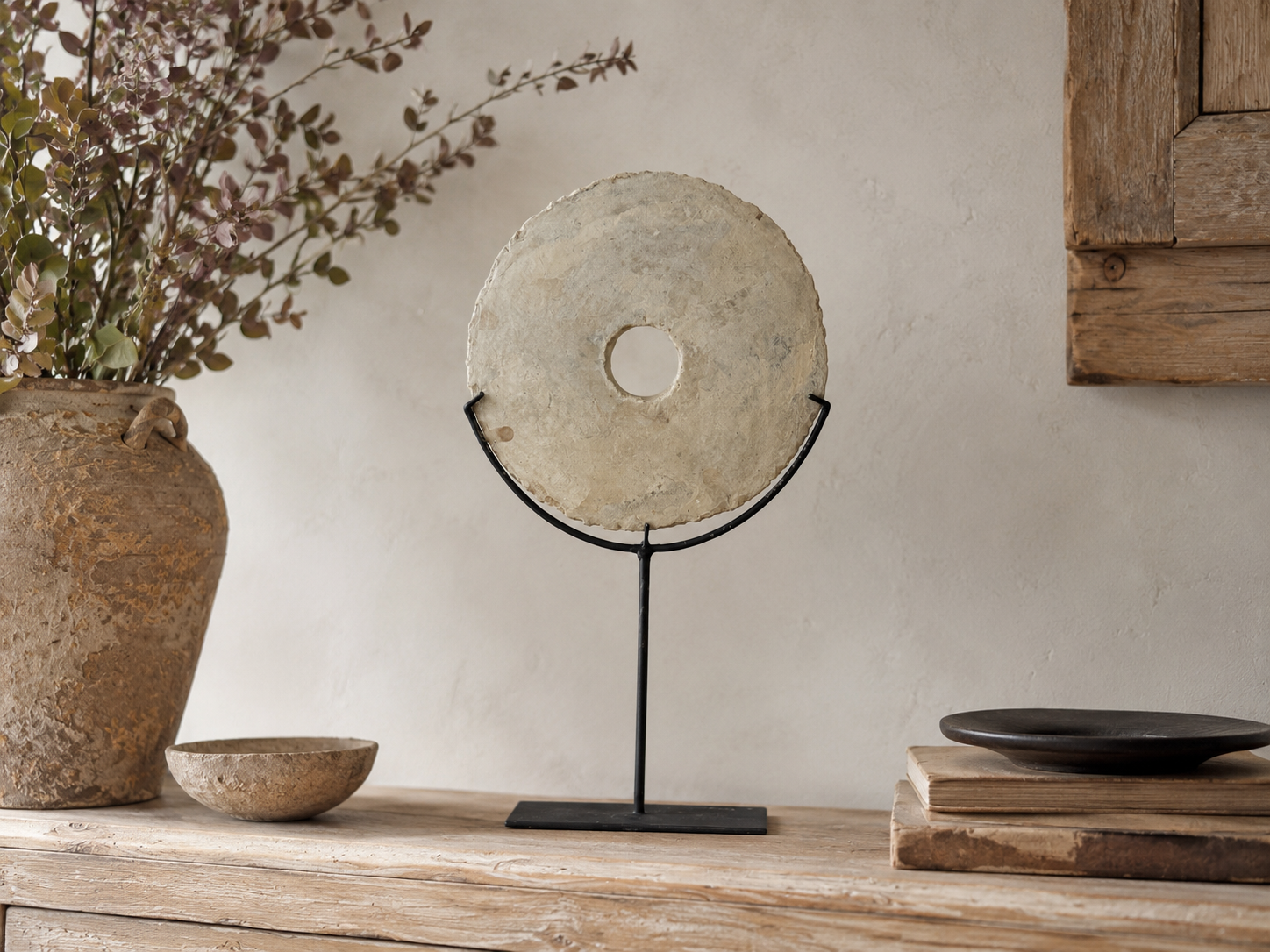 Vintage Stone Disc on Stand