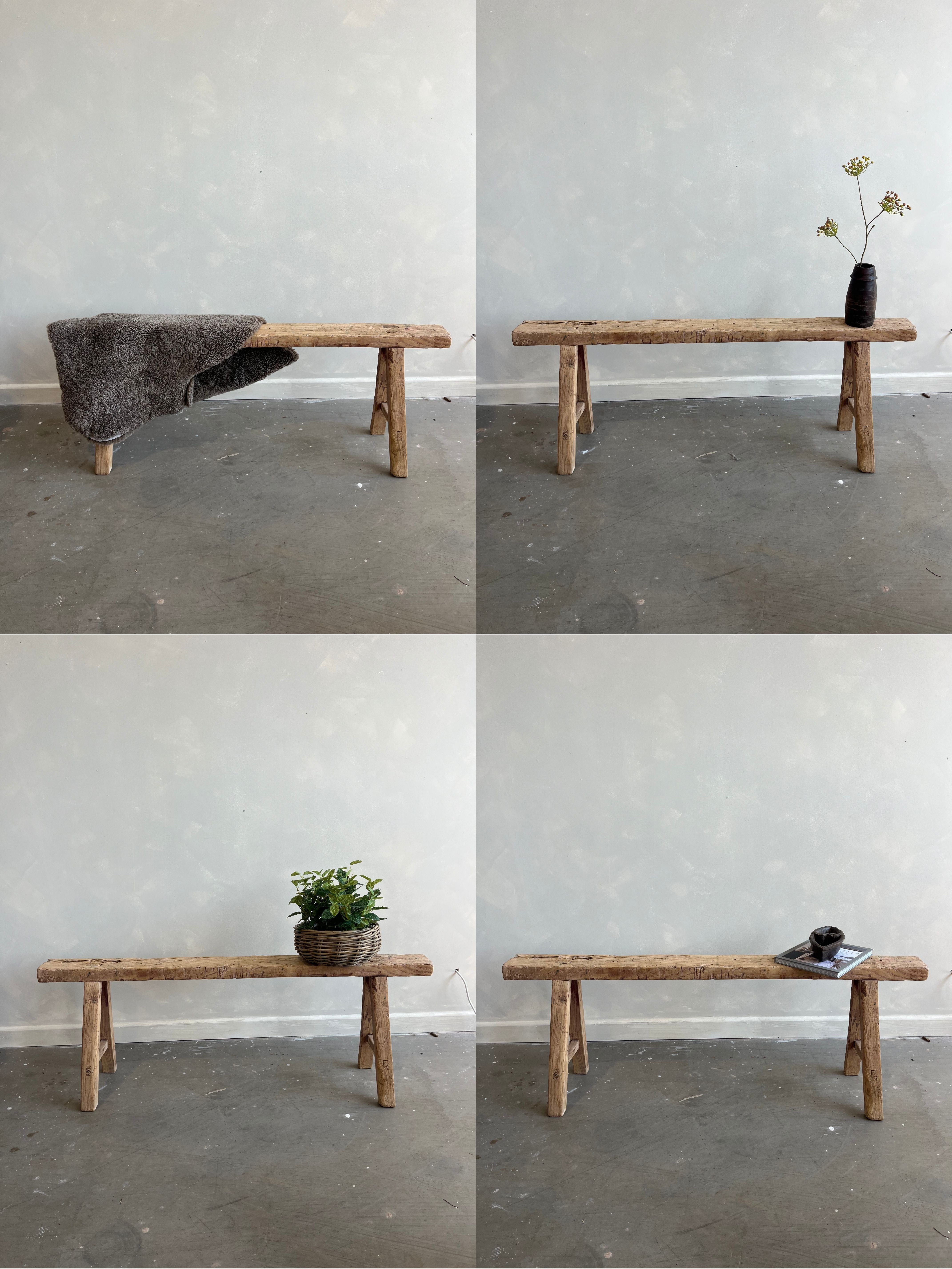 Vintage Rustic Elm Bench