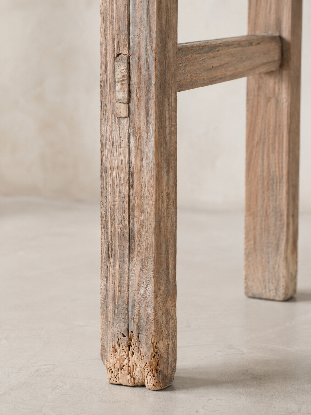 Vintage Elm 4 Drawer Console