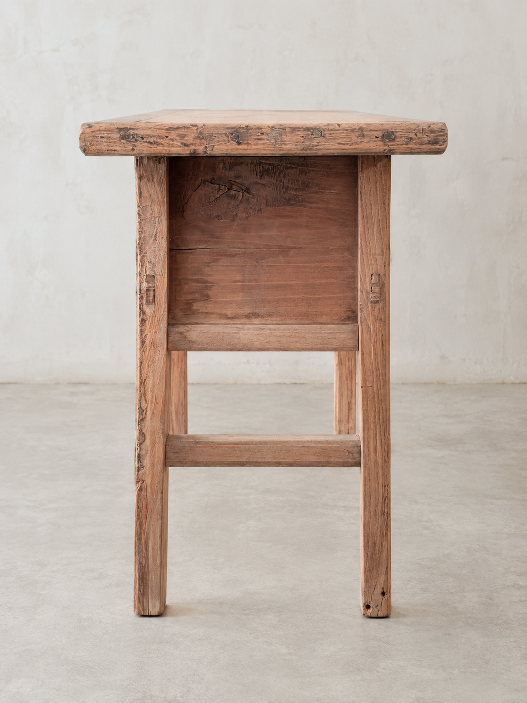 Vintage Elm 4 Drawer Console