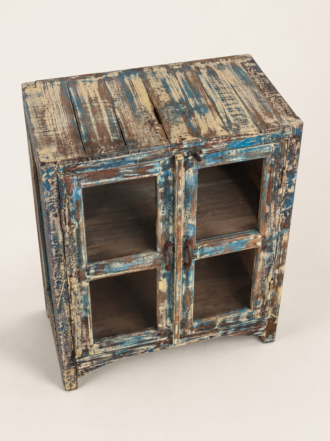 Vintage Indian Glass Front Cabinet