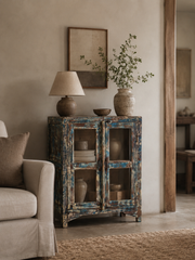 Vintage Indian Glass Front Cabinet