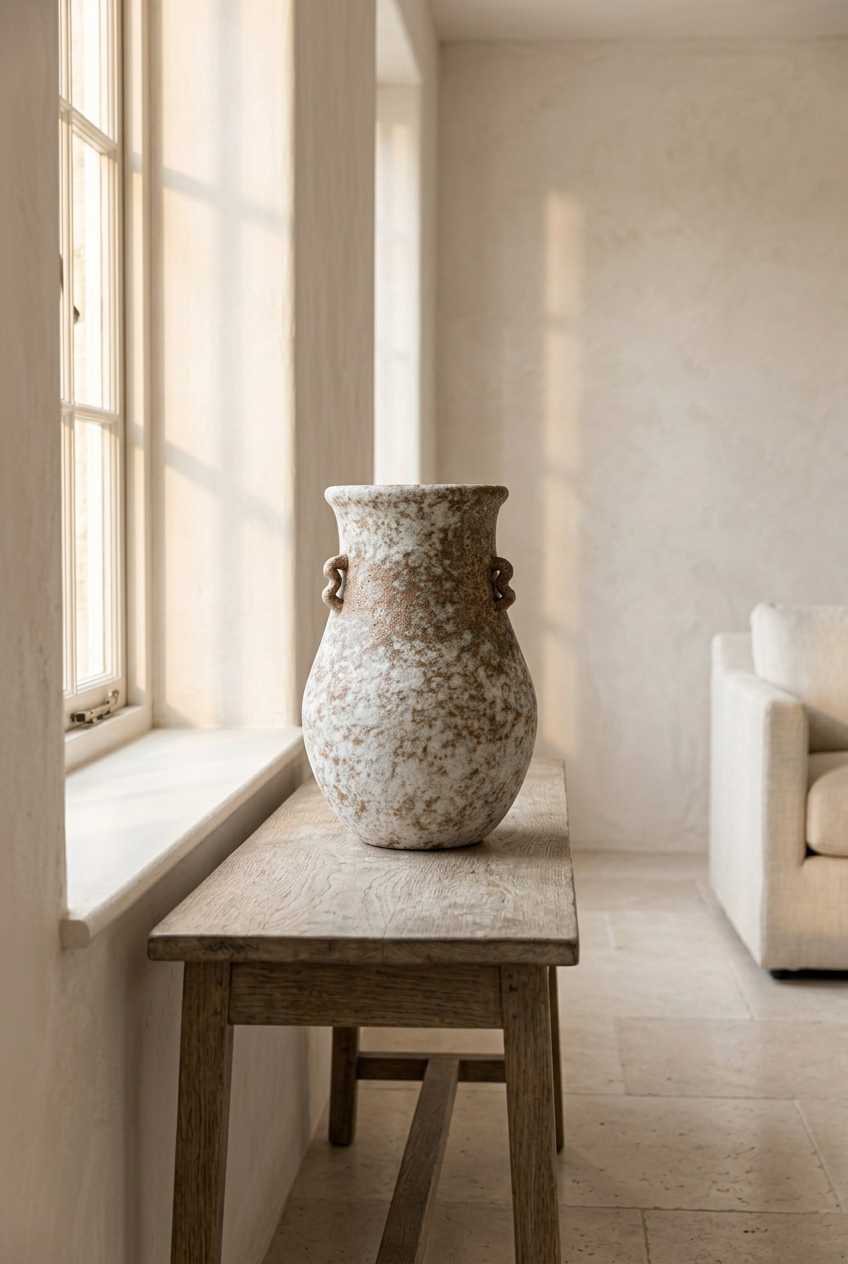 Aged Porcelain Vase in a Society House lifestyle setting