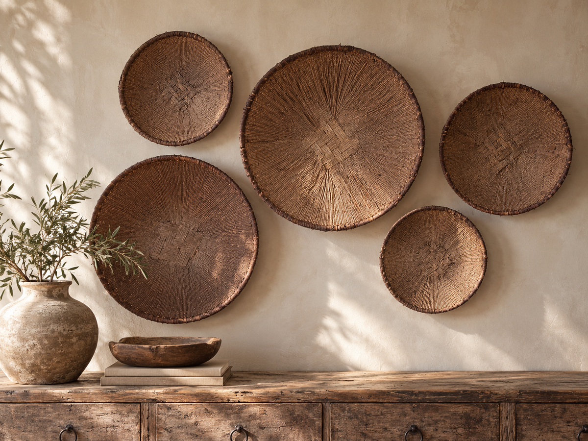 Vintage Original Old Tonga Wall Basket