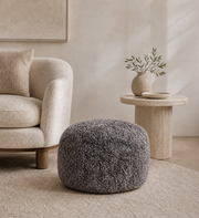Chocolate Boucle Sheepskin Pouffe (M)