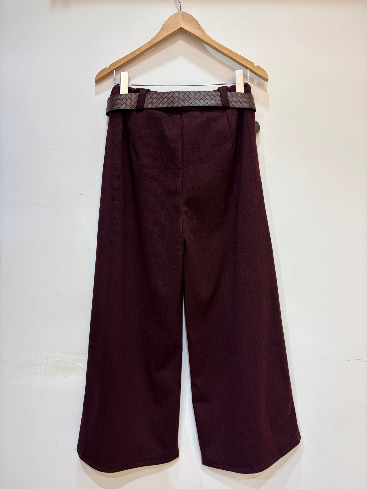 Wide Leg Herringbone Trousers