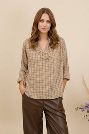 Gingham Checks Flowy Blouse