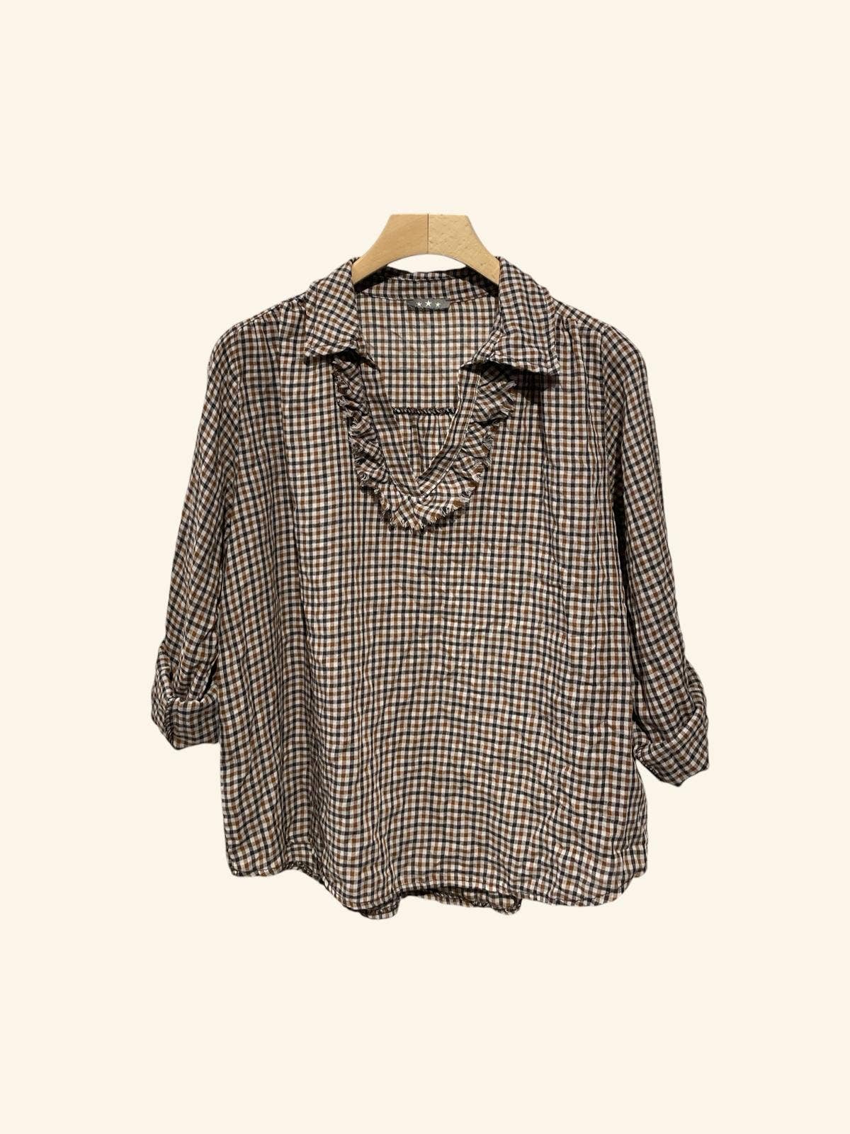 Gingham Checks Flowy Blouse