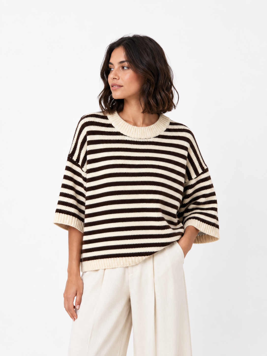 Oversized Striped Knit Sweater