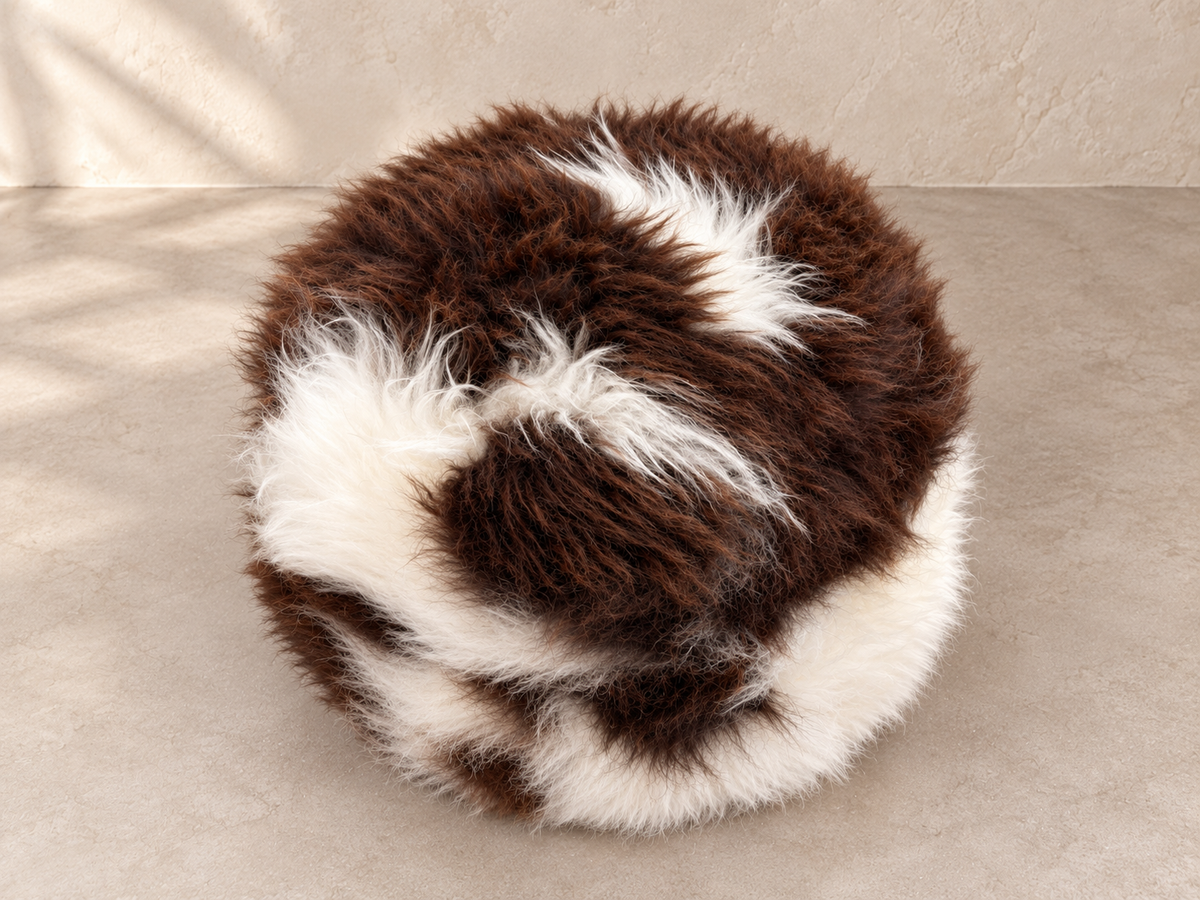 British Rare Breed Jacob Sheepskin Pouffe
