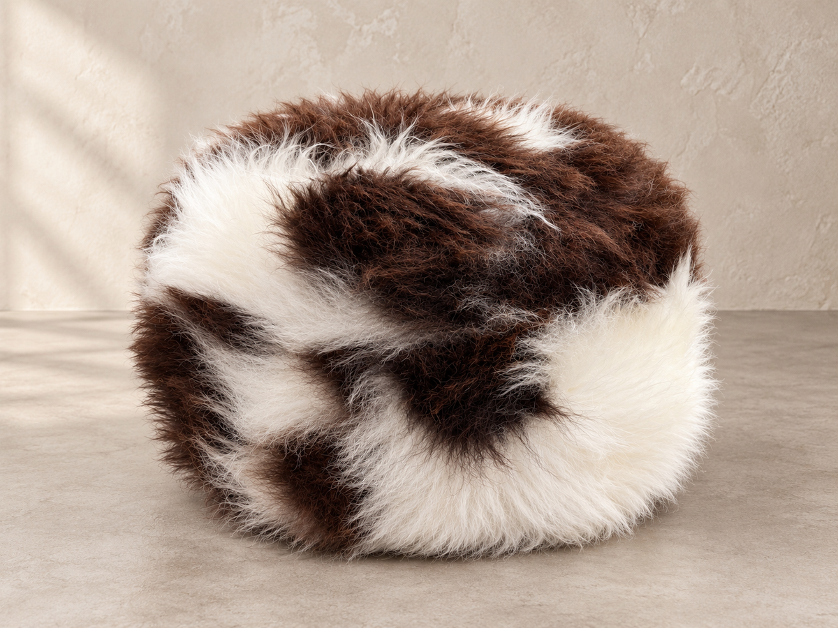 British Rare Breed Jacob Sheepskin Pouffe