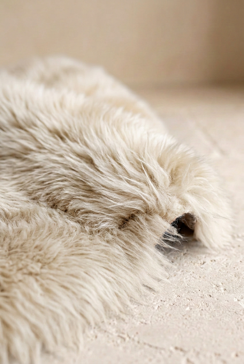 Linen sheepskin wool close-up