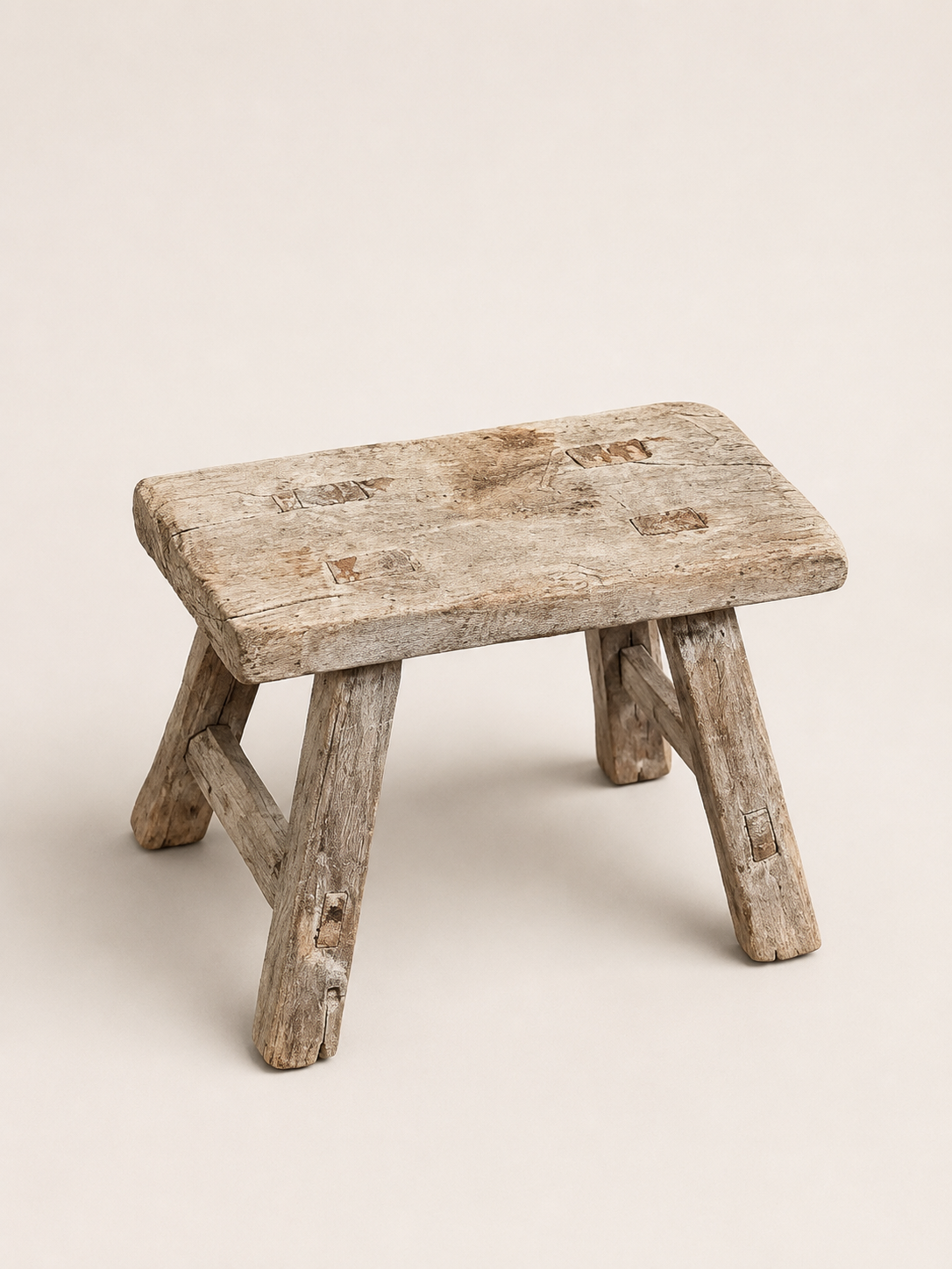 Vintage Rustic Mini Elm Stool