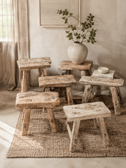 Vintage Rustic Mini Elm Stool