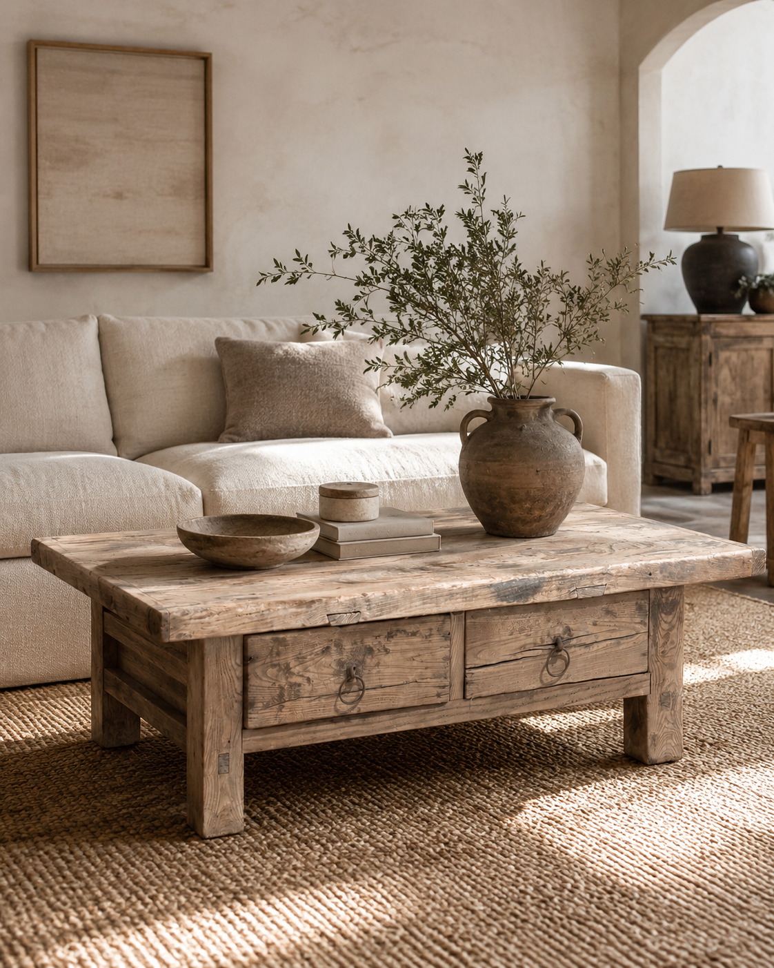 Original Antique Elm Coffee Table