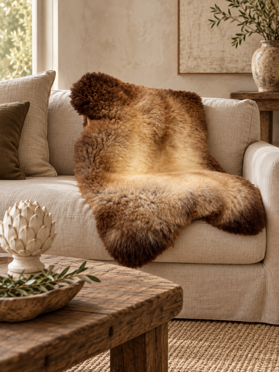 British Rare Breed Sheepskin Dark Brown to Light Brown/Cream