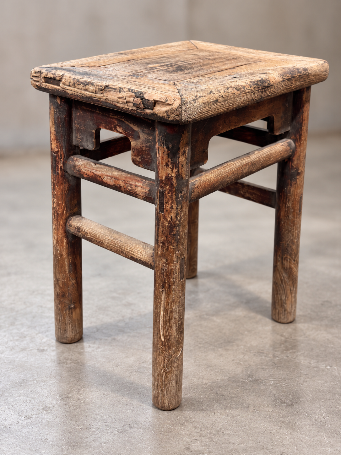 Antique Elm Side Table.