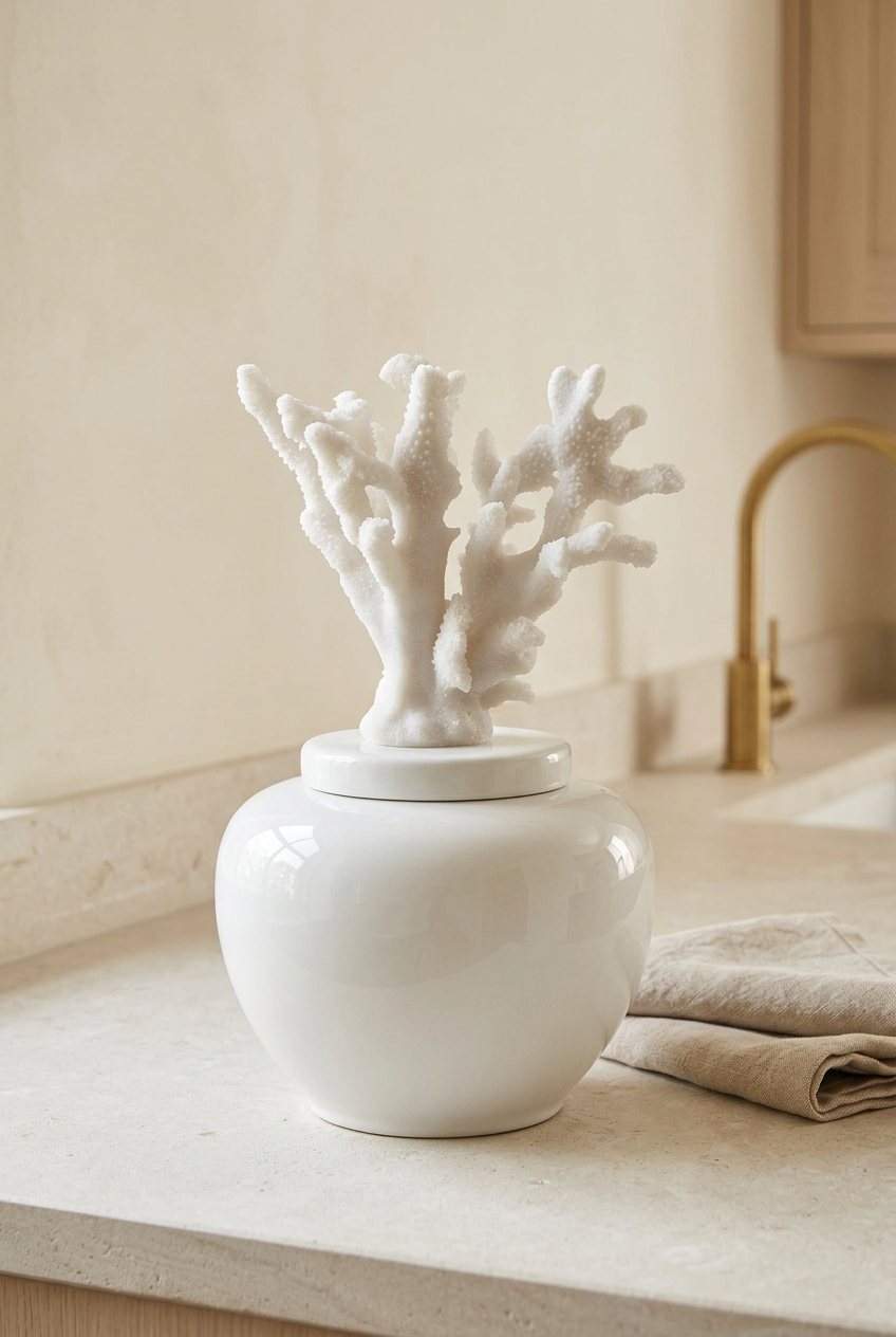 Society House lifestyle image featuring the white coral-topped jar