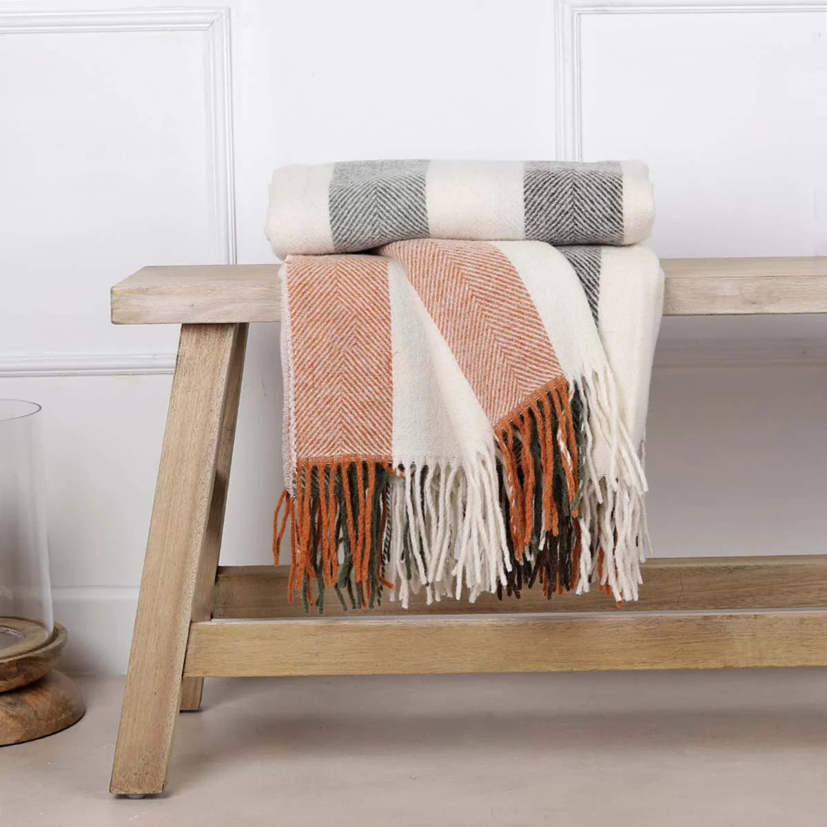 Pure Wool Throw - Woodland Stripe