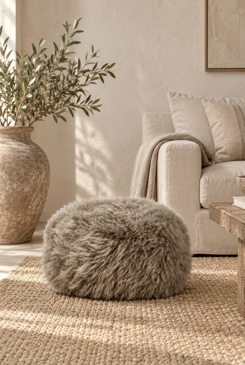 Taupe pouffe lifestyle image