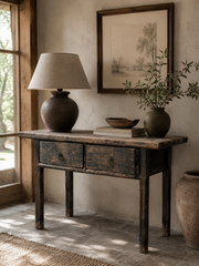 Vintage Elm 2 Drawer Console